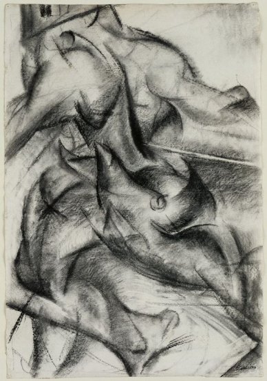 Umberto Boccioni. (Italian, 1882-1916). Muscular Dynamism. (1913). Pastel and charcoal on paper, 34 x 23 1/4" (86.3 x 59 cm). Purchase